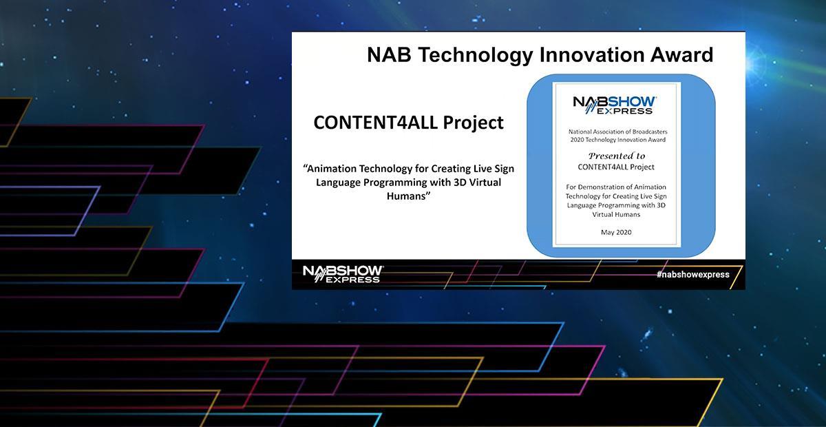 CONTENT4ALL vince al NAB Technology Innovation Award